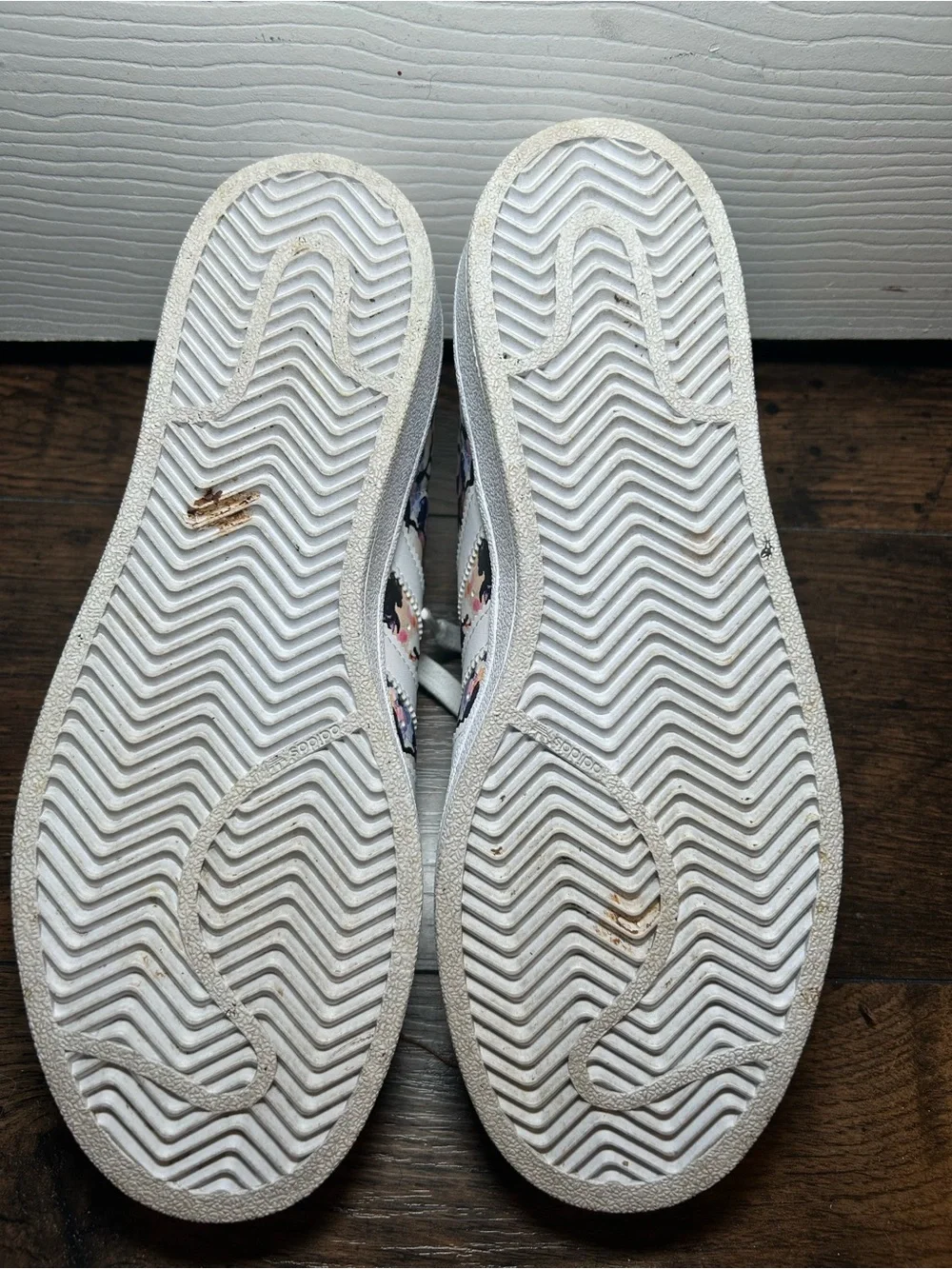 adidas Kids Floral Print White Low-Top Sneakers
